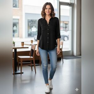 Mossimo Supply Co. Classic Black Button-Down‎ Shirt New Medium Gothy Grungy